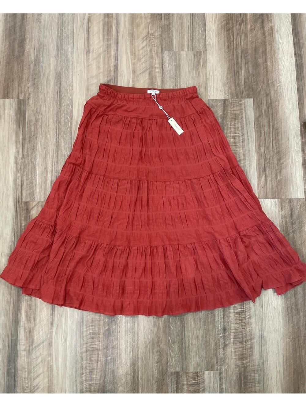 NWT Max Studio London Textured Maxi Skirt Size Large Orange Terrcota 2702K17